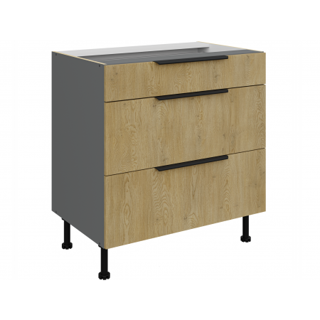 Szafka kuchenna z szufladami 80 cm CREMA dąb cremona / antracyt 80 D 3S BB